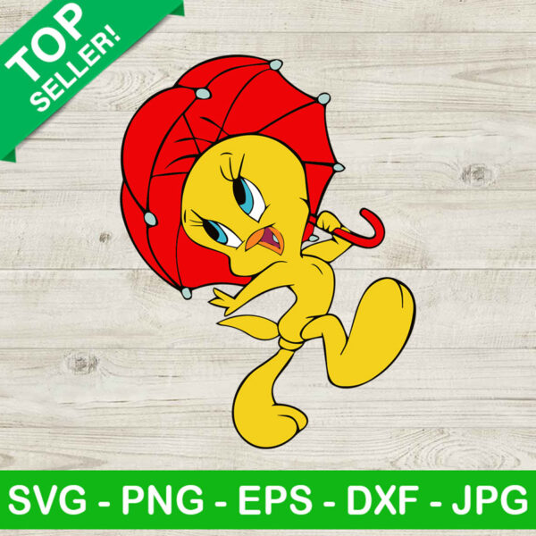 Tweety duck Looney Tunes SVG, Looney tunes SVG, Tweety duck with umbrella SVG