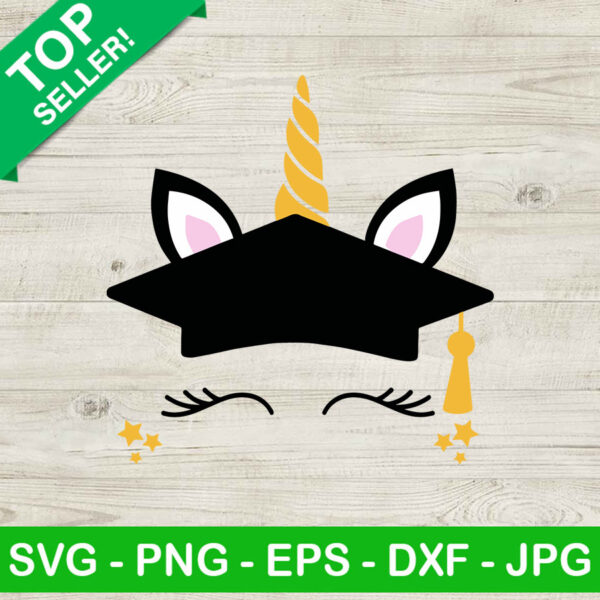 Unicorn Graduation cap SVG, Unicorn face SVG, Graduation cap SVG