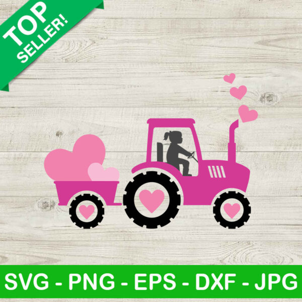 Valentine Tractor SVG, Pink tractor SVG, Valentine SVG