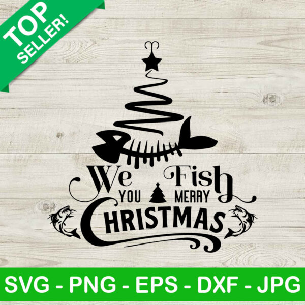 We fish you merry chrsitmas SVG, Merry christmas SVG, Christmas tree fish SVG
