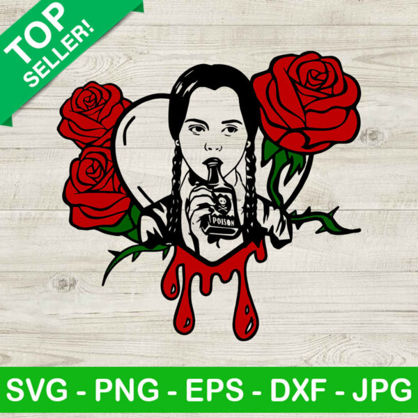Wednesday Addams Heart SVG, Wednesday Addams Rose SVG, Wednesday Valentine SVG