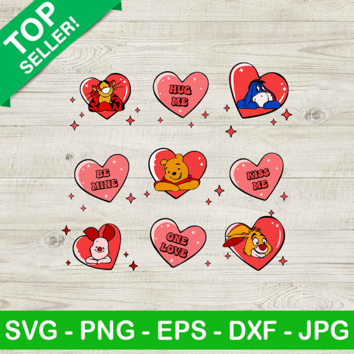 Winnie The Pooh Valentine SVG, Winnie The Pooh Conversation Heart SVG, Valentine SVG