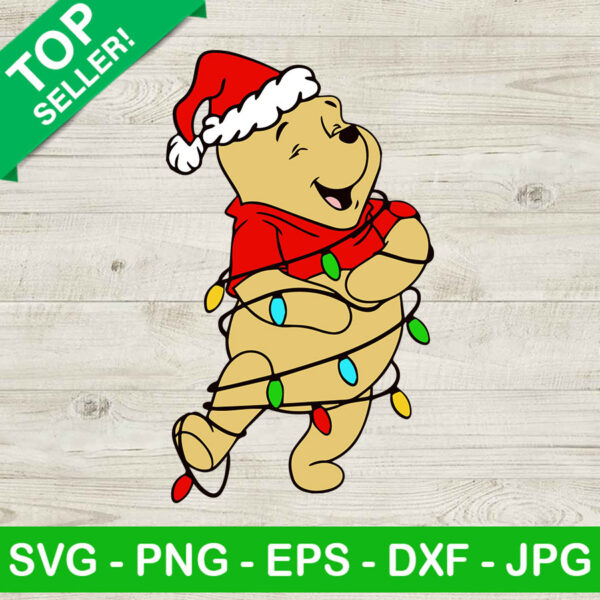 Winnie the pooh christmas light SVG, Christmas light SVG, Santa winnie the pooh SVG