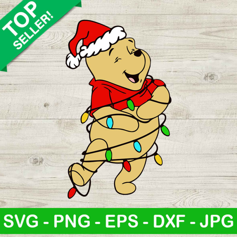 Winnie the pooh christmas light SVG, Christmas light SVG, Santa winnie the pooh SVG