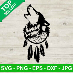 Wolf Dream Catcher SVG, Wolf Bohemian SVG, Wolf SVG