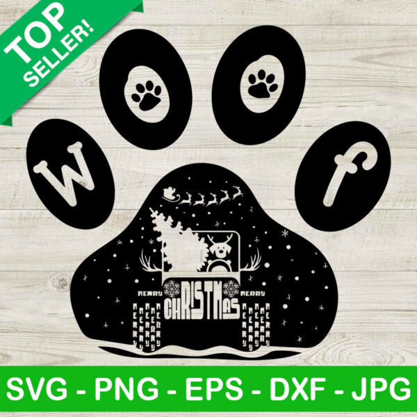Woof merry christmas SVG, Reindeer jeep SVG, Woof paw christmas SVG