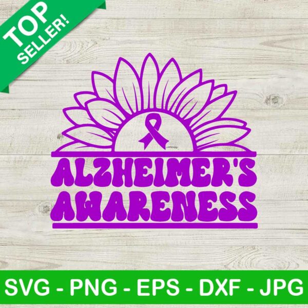 Alzheimer's Awareness SVG, Awareness Ribbon SVG, Alzheimer's Sunflower SVG
