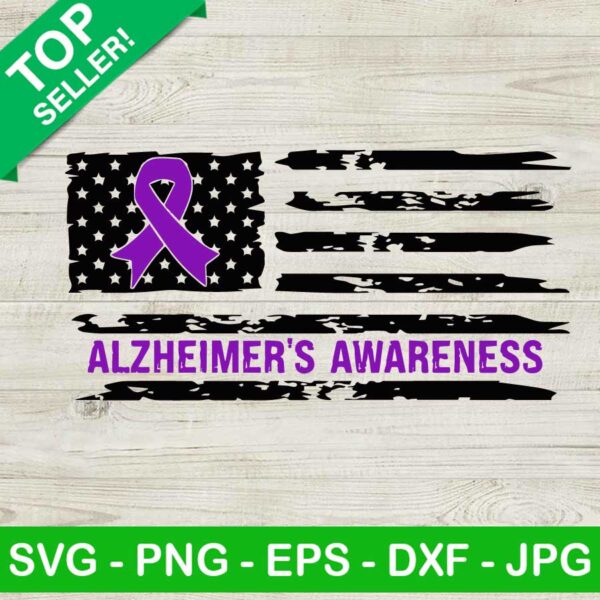 Alzheimer's awareness flag SVG, Alzheimer's awareness SVG, Alzheimer's ribbon american flag SVG