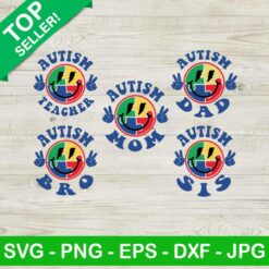 Autism smile face SVG, Autism family SVG, Autism awareness SVG