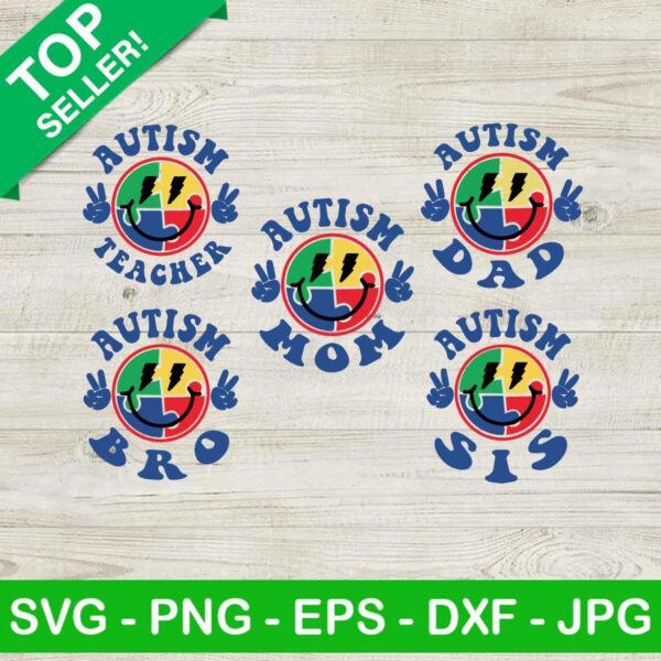 Autism smile face SVG, Autism family SVG, Autism awareness SVG