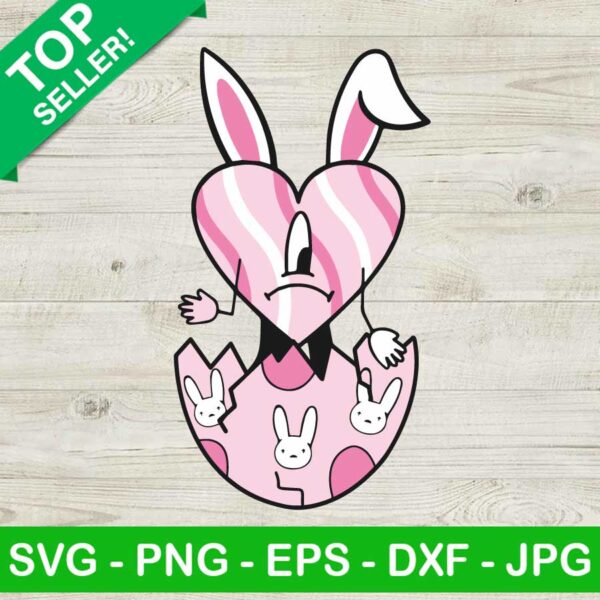 Bad bunny egg SVG, Bad bunny sad heart easter SVG, Easter egg SVG