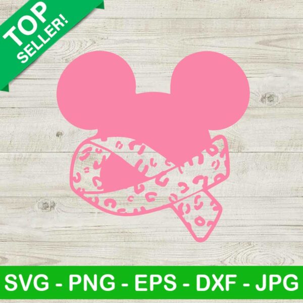 Mickey mouse head ribbon SVG, Breast cancer leopard ribbon SVG, Disney mickey SVG