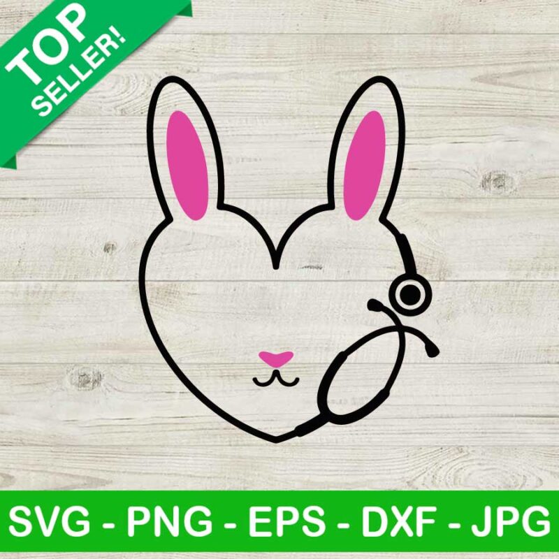 Bunny head SVG, Cute bunny SVG, Bunny with stethscope SVG
