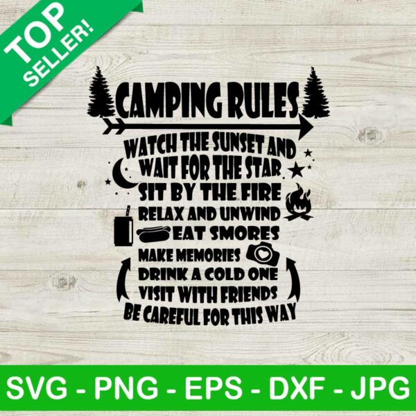 Camping rules SVG, Camping SVG, Camping rules sunset SVG