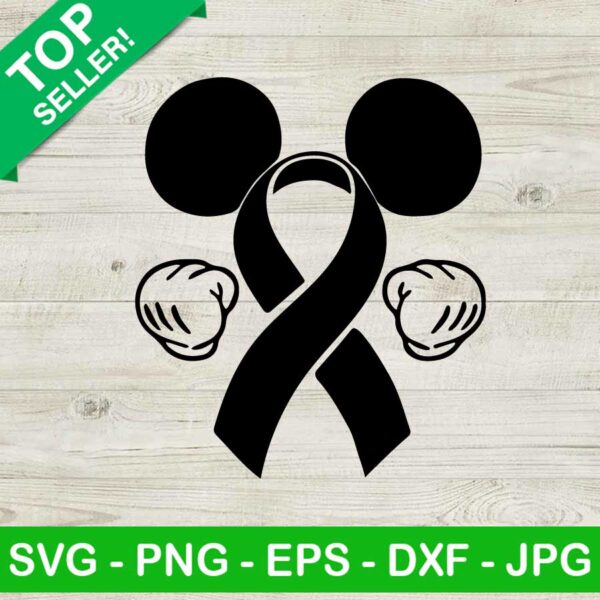 Mickey cancer ribbon SVG, Mickey head SVG, Cancer ribbon SVG