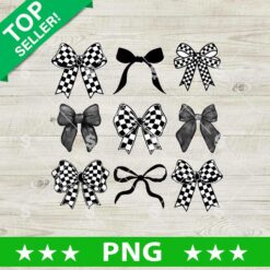 Coquette Bow Checkered Flag Race Car Racing PNG
