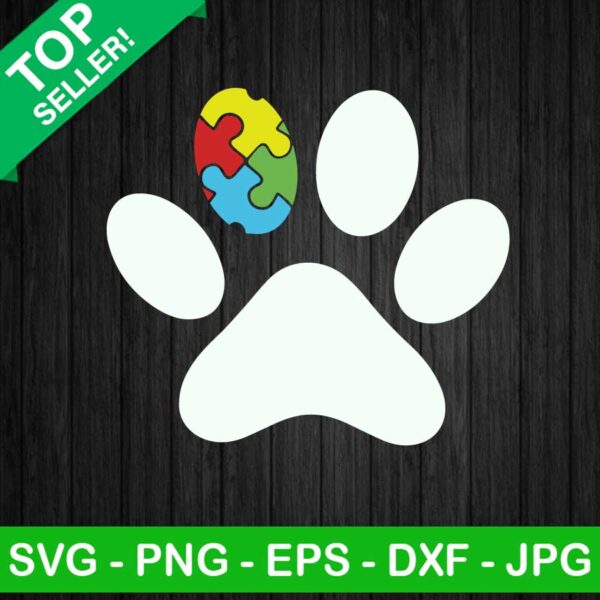 Autism Dog paw SVG, Autism awareness SVG, Dog paw SVG