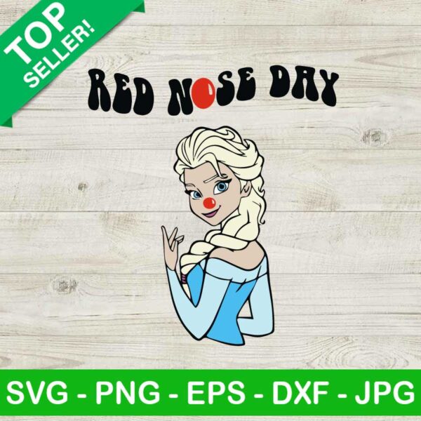 Elsa red nose SVG, Red nose day SVG, Disney Frozen SVG