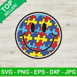 Autism smile face SVG, Autism awareness SVG, Smile face SVG