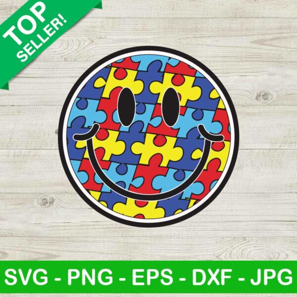 Autism smile face SVG, Autism awareness SVG, Smile face SVG