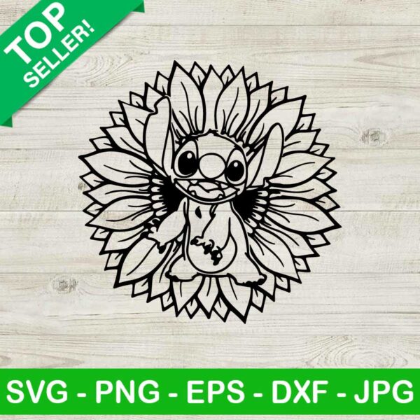 Sunflower Stitch SVG, Disney Stitch SVG, Sunflower SVG