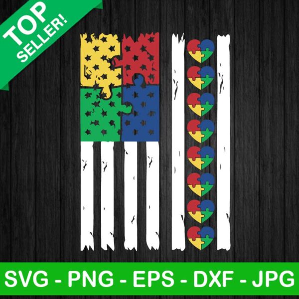 American flag autism SVG, American flag SVG, Autism awareness SVG