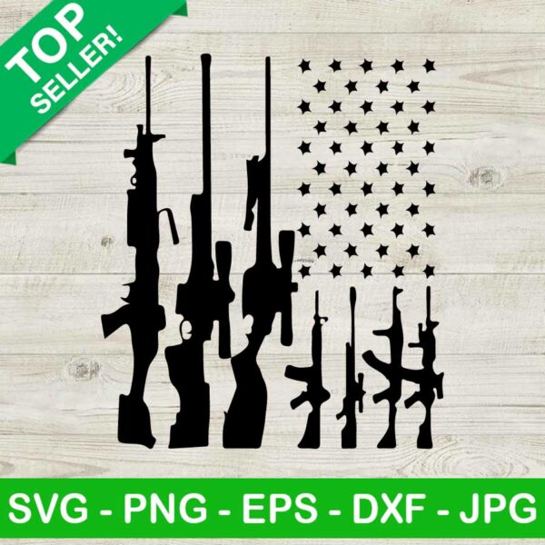 Gun rifles american flag SVG, Gun flag SVG, Gun decal flag SVG