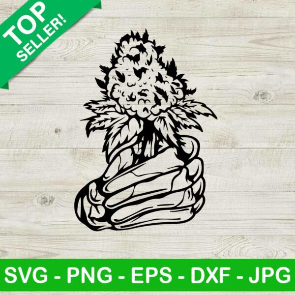Skull hand weed flower SVG, Cannabis flower SVG, Skull hand SVG