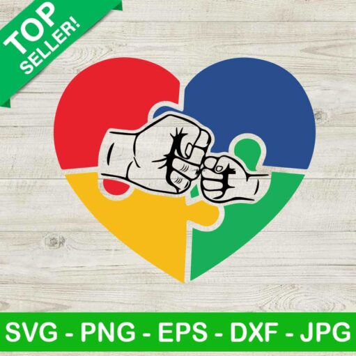 Autism awareness fist bump SVG, Autism awareness heart SVG, Fist bump SVG