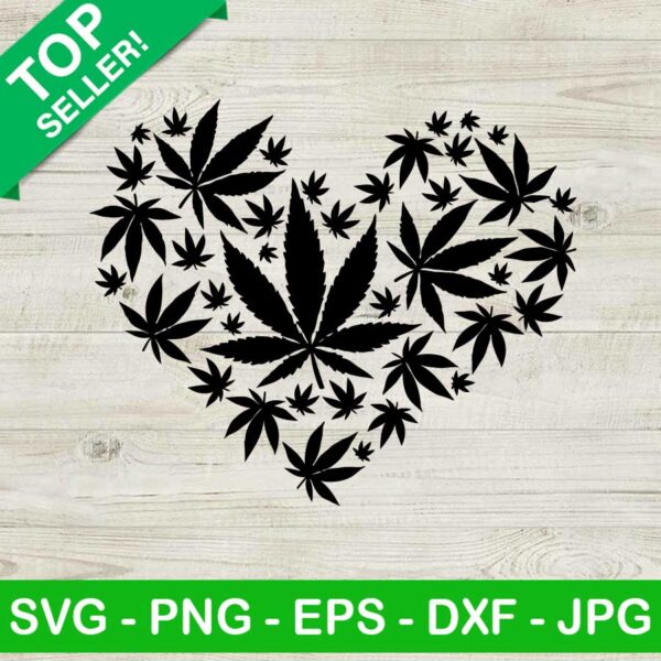 Heart cannabis SVG, Weed heart SVG, Marijuana lover SVG