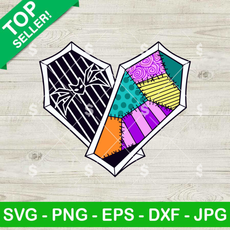 The Nightmare Before Christmas Patchwork Coffin Heart SVG