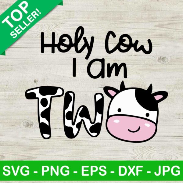 Holy cow i am two SVG, Two year birthday SVG, Cute holy cow SVG