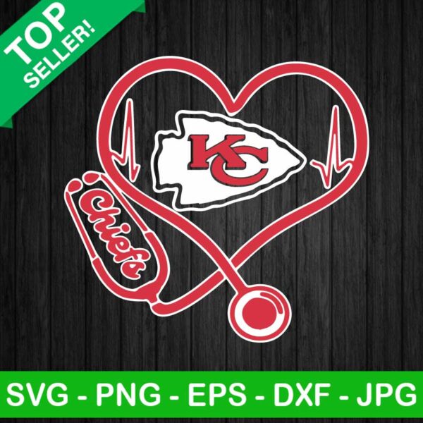 Kansas city chiefs heart stethoscope SVG, Kansas city chiefs SVG, Heart stethoscope SVG