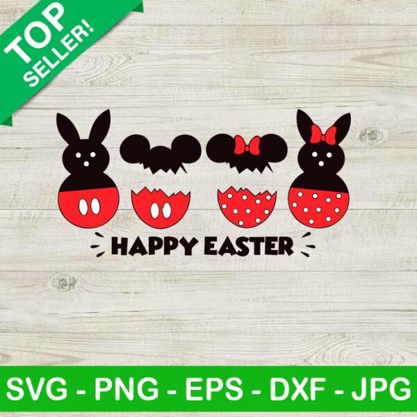 Happy Easter Mickey Minnie Peep SVG, Easter Mouse Egg SVG, Happy Easter SVG