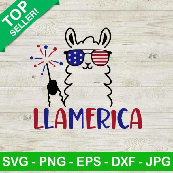 Llamerica SVG, Llama USA with sunglasses SVG, Funny 4th of july llamerica SVG