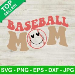 Baseball mom SVG, Smile face heart baseball SVG, Baseball SVG