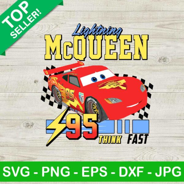 Lightning mcqueen 95 think fast PNG, Cars lighting mcqueen Sublimation transfer PNG, Disney pixar car Heat Transfer PNG