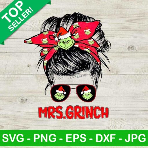 Mrs Grinch PNG, Christmas Messy Bun PNG, Grinch Christmas PNG