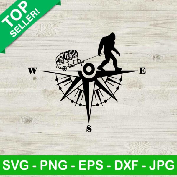 Compass bigfoot SVG, Camper compass SVG, Compass bigfoot caravan SVG