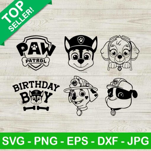 Paw patrol character SVG, Paw patrol SVG, Happy birthday boy SVG