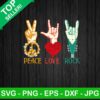 Peace love rock PNG, Peace love floral symbol Sublimation transfer PNG, Rock and roll Heat Transfer PNG