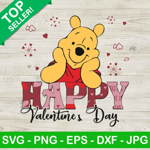 Happy Valentine's Day The Pooh SVG, Winnie The Pooh SVG, Disney Valentines Day SVG