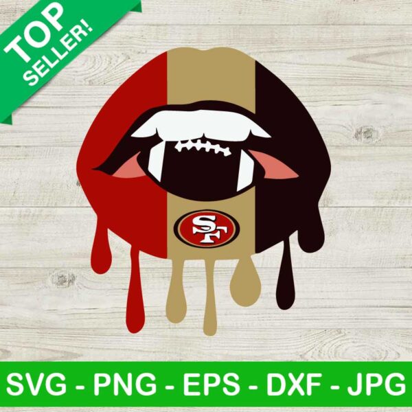 San Francisco 49er ball dripping lip SVG, San Francisco 49er lip SVG, Dripping lip SVG