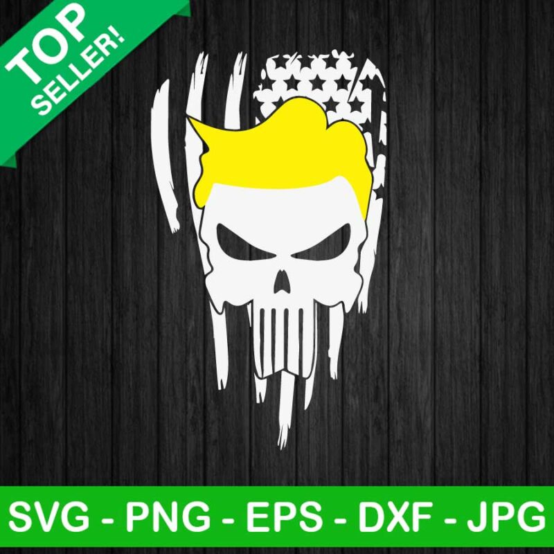 Trump punisher SVG, American flag trump skull SVG, 4th of july SVG