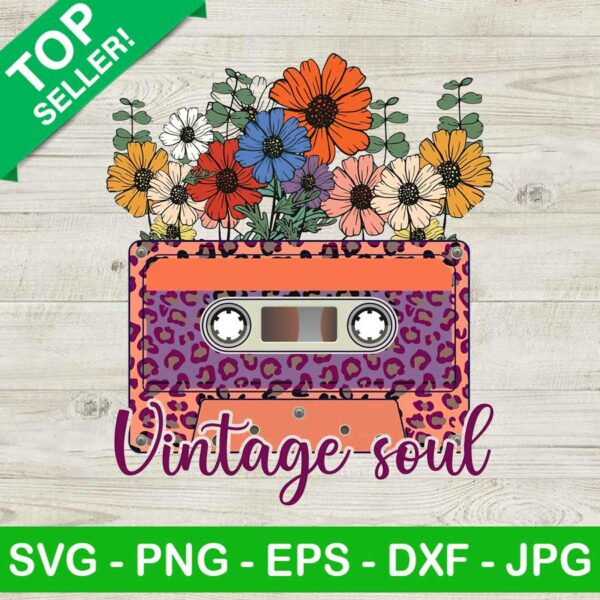 Vintage soul PNG, Vintage Soul Flower Retro Cassette Sublimation transfer PNG, Vintage Heat Transfer PNG