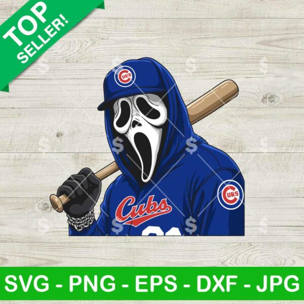 Chicago Cubs Ghostface Killer Baseball SVG