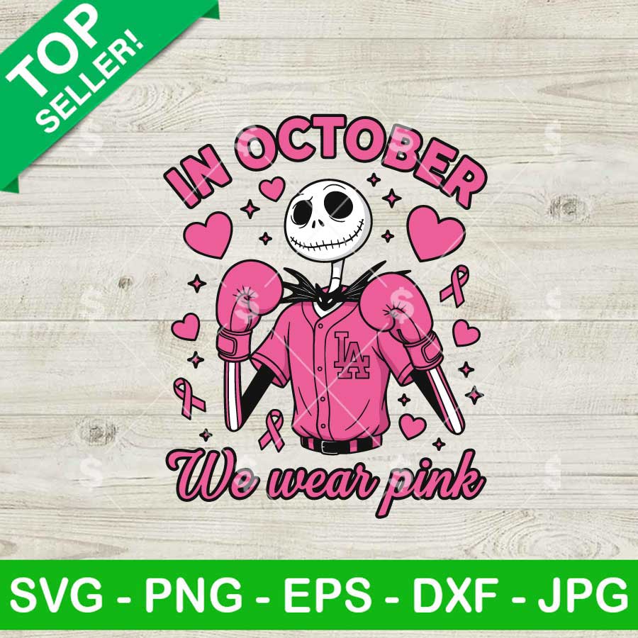 Jack Skellington In October We Wear Pink SVG