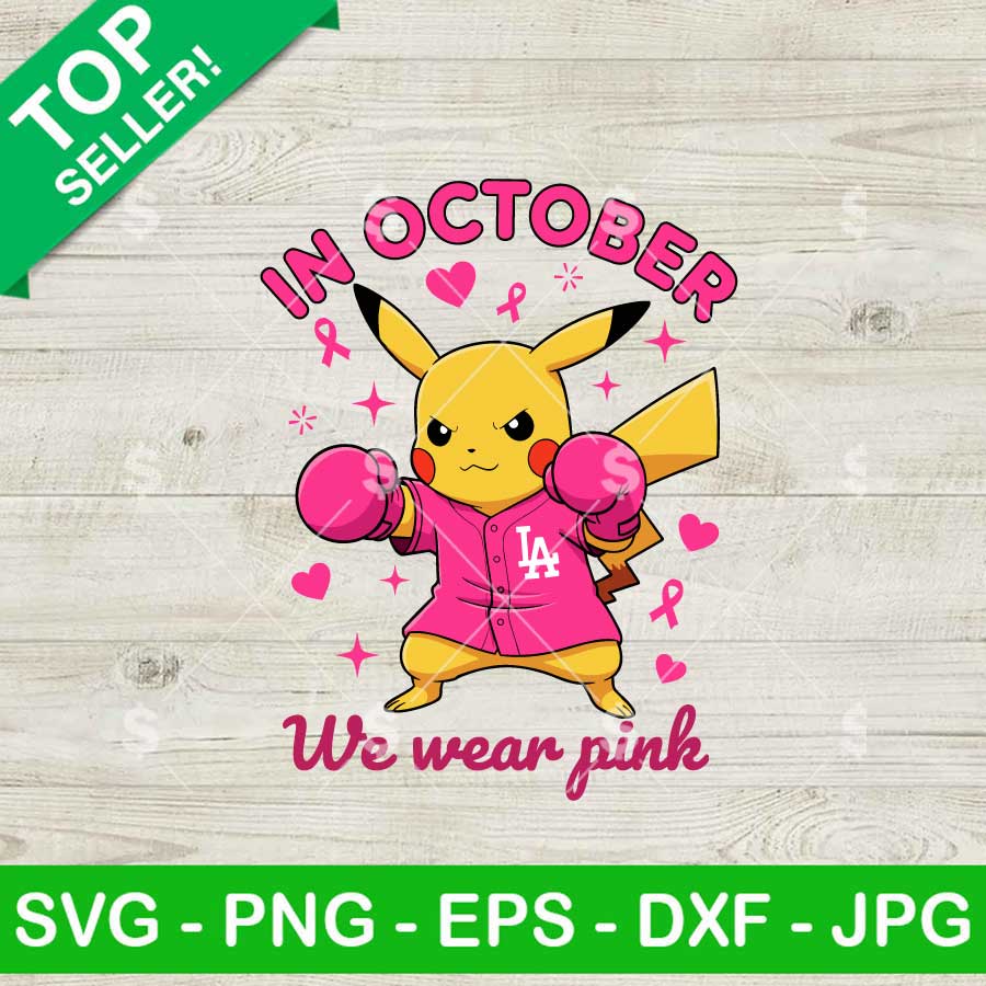 Pikachu In October We Wear Pink SVG