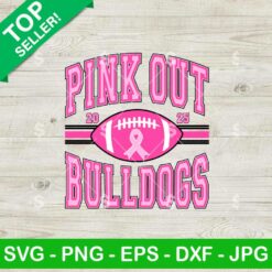 Pink Out Bulldogs SVG PNG, Pink Out Breast Cancer SVG, Bulldogs Football SVG