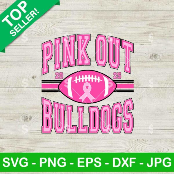 Pink Out Bulldogs SVG PNG, Pink Out Breast Cancer SVG, Bulldogs Football SVG